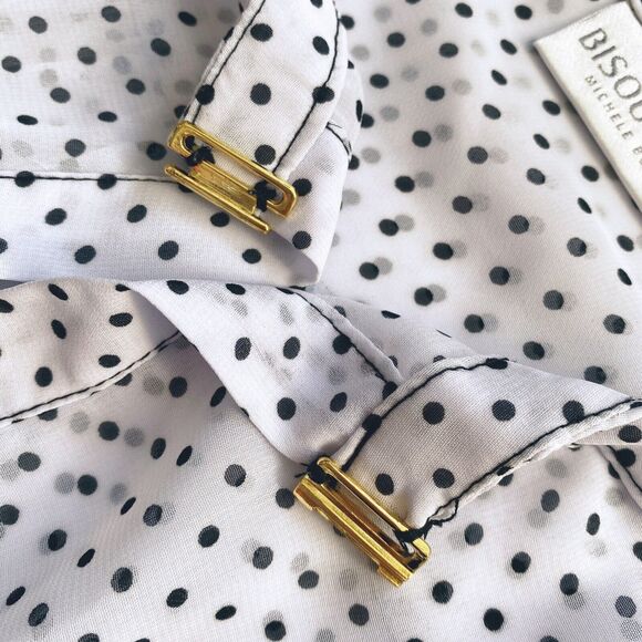 Bisou Bisou Shirt Womens Size M Polka Dot Black/White Sleeveless Elastic Hem - Picture 5 of 11